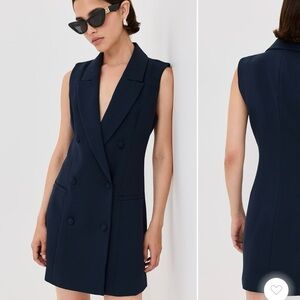 Good American Navy Sleeveless Blazer Dress